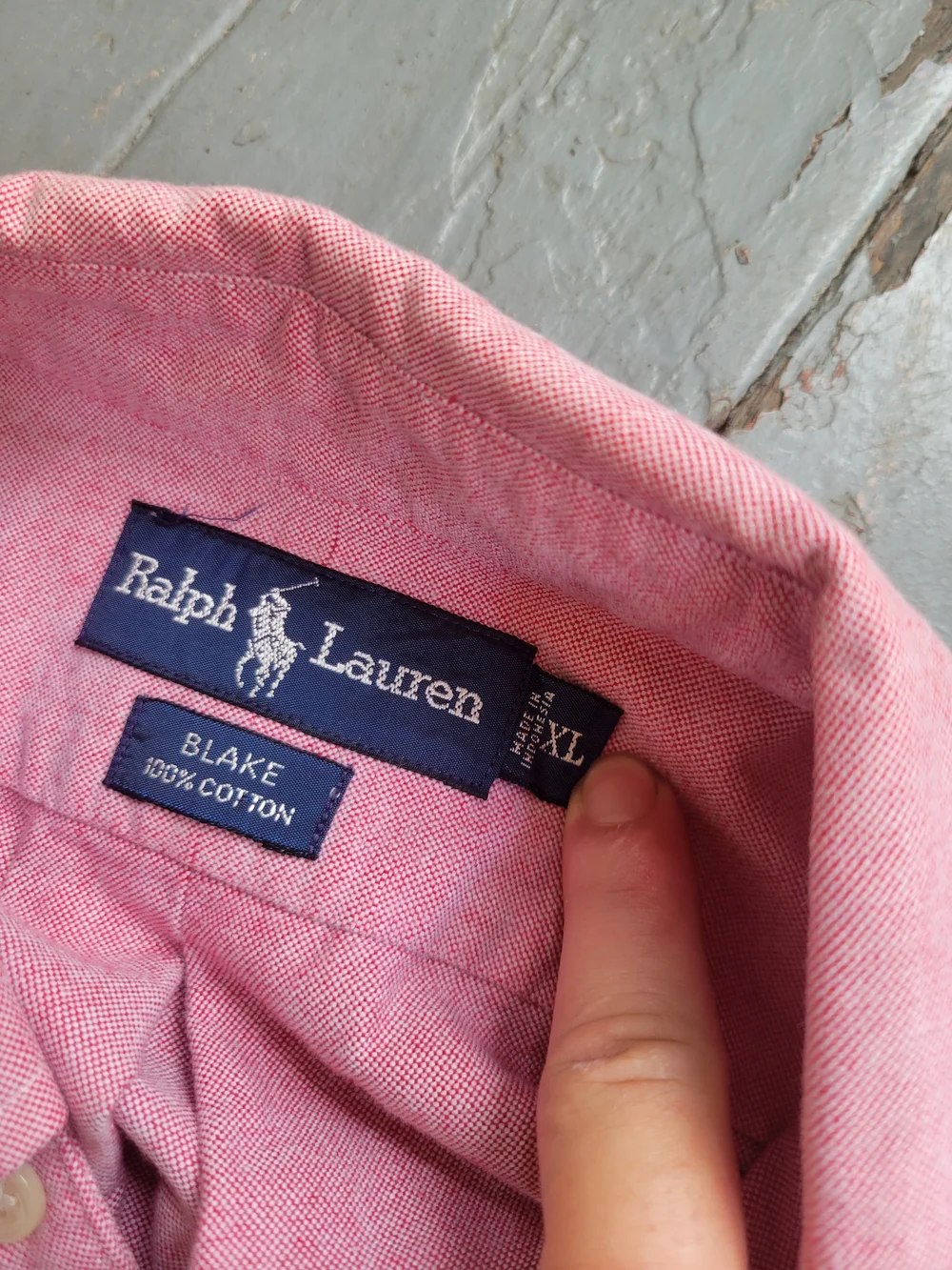 VTG Polo Ralph Lauren Blake Pink Oxford Button Down Shirt Embroidered Bear XL